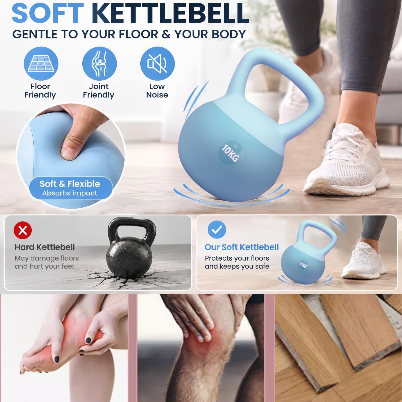 Kettlebell Morbida 4kg/6kg/8kg/10kg Riempita di Sabbia Ferro