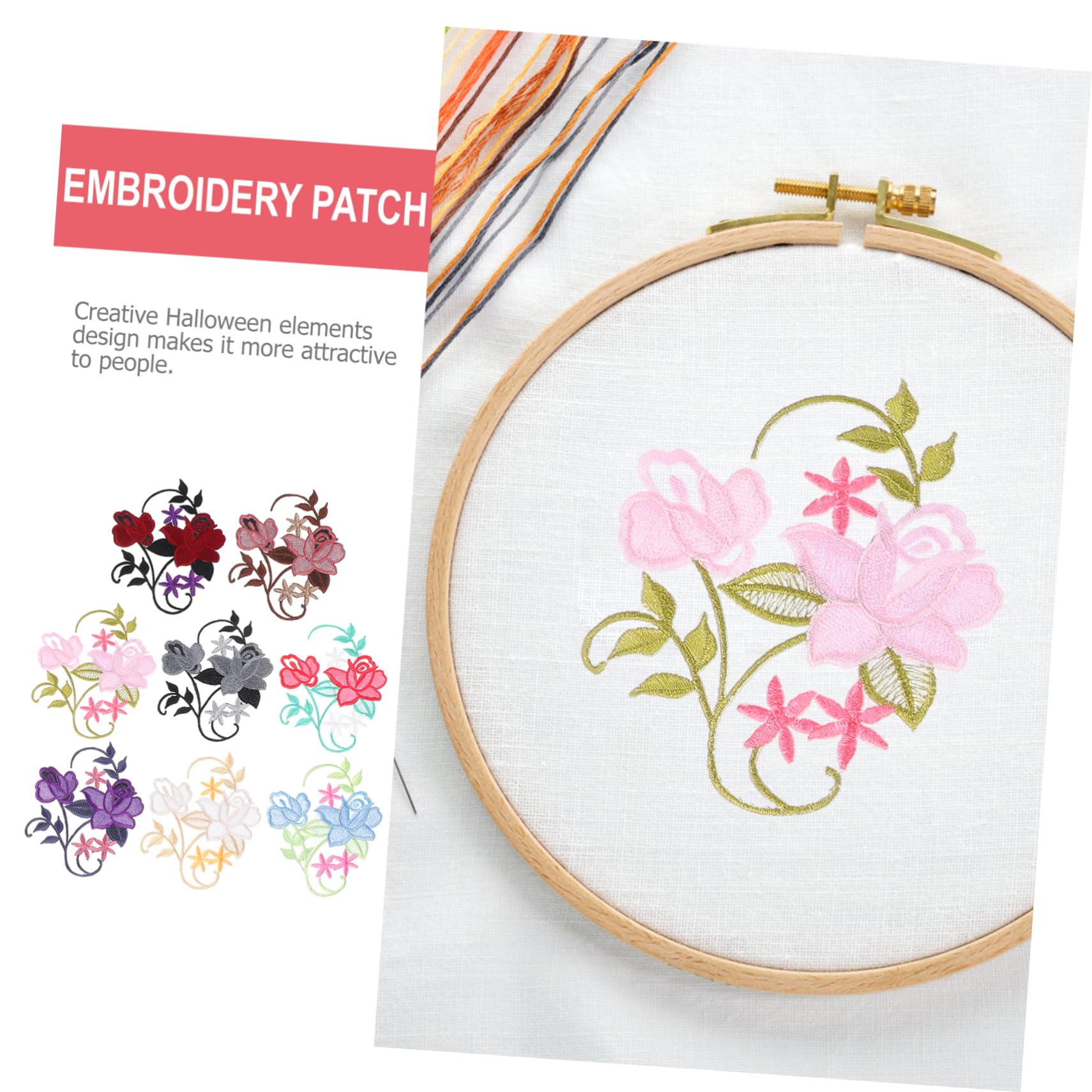 Uonlytech 3 Set Adesivi in Tessuto Ricamato Di Fiori Cucire Floreale Applicazione Cerotti Toppe Per Jeans Patch Per Abbigliamento Accessori in Stoffa Patch Di Fiori Ricamati 8 Pezzi*3