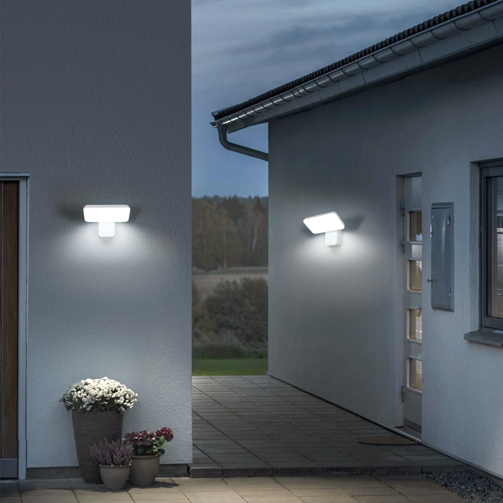 Comely Aplique Pared Exterior LED, 16W IP65 Resistente lampara Exterior Pared Agua 350° Giratoria Moderna Luces LED Exterior para Jardines, Terraza, Baño, Blanco, Luz Blanca Fría 6500K, Control Interr