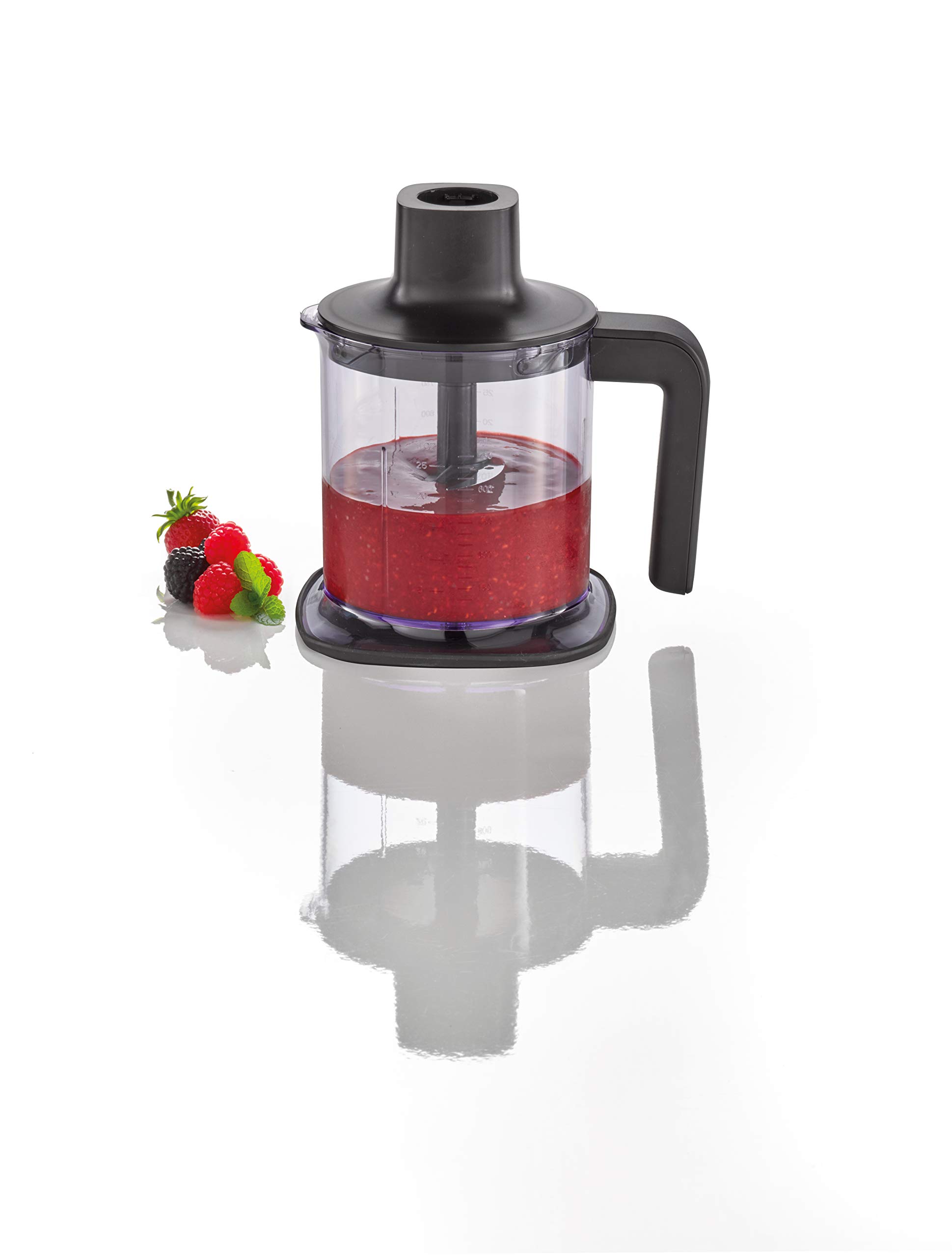 Caso HB 1000 - Frullatore a immersione con frullatore ad immersione, frusta, misurino e contenitore, 1000 Watt, alluminio, argento, nero