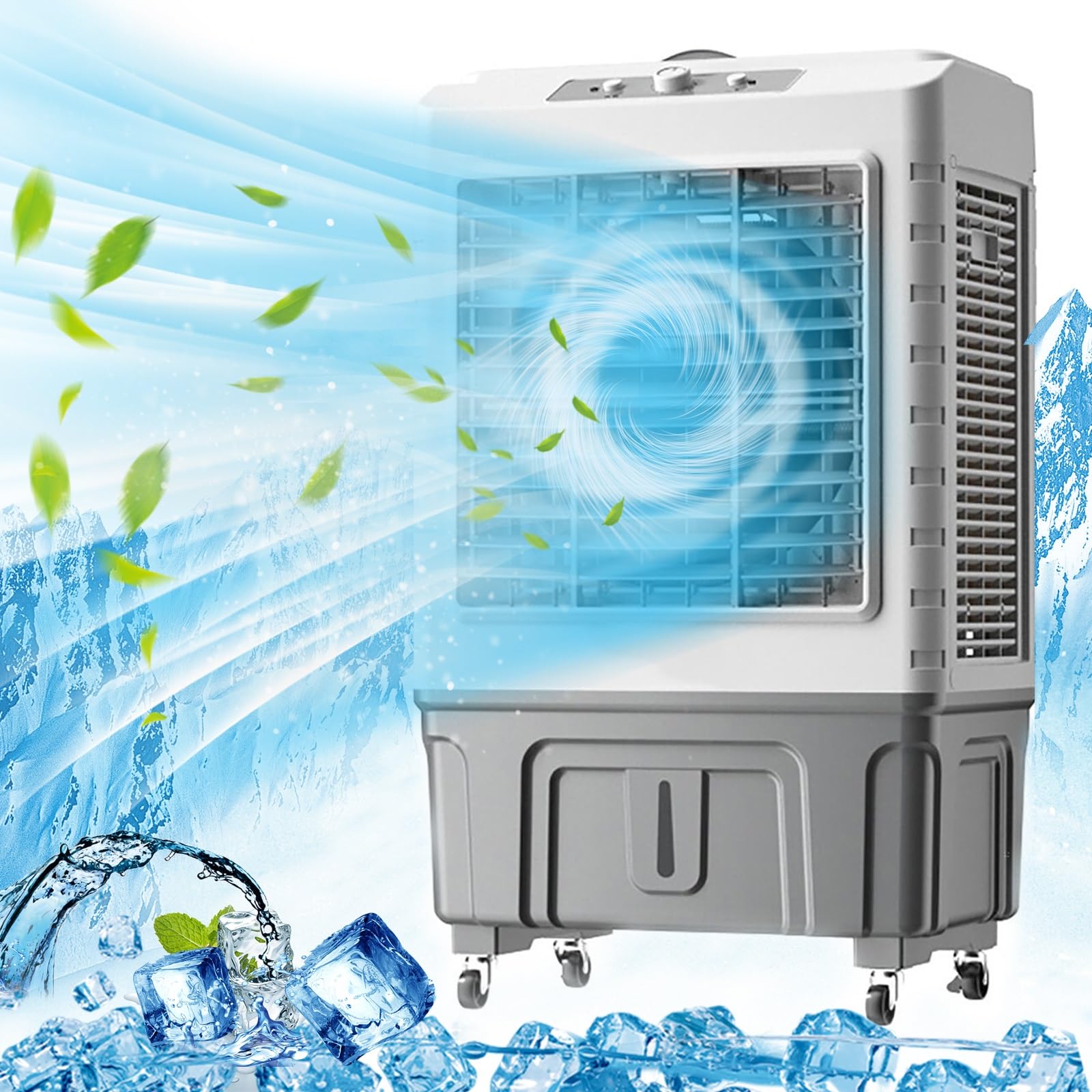 TIANQIHAO Industrial Mobile Air Conditioner, Portable Evaporative Cooler With Ice Pack - 3 Modes & Speeds, 3-In-1 Cooling Fan For Garage, Patio, Basement,88cm/35in-50l
