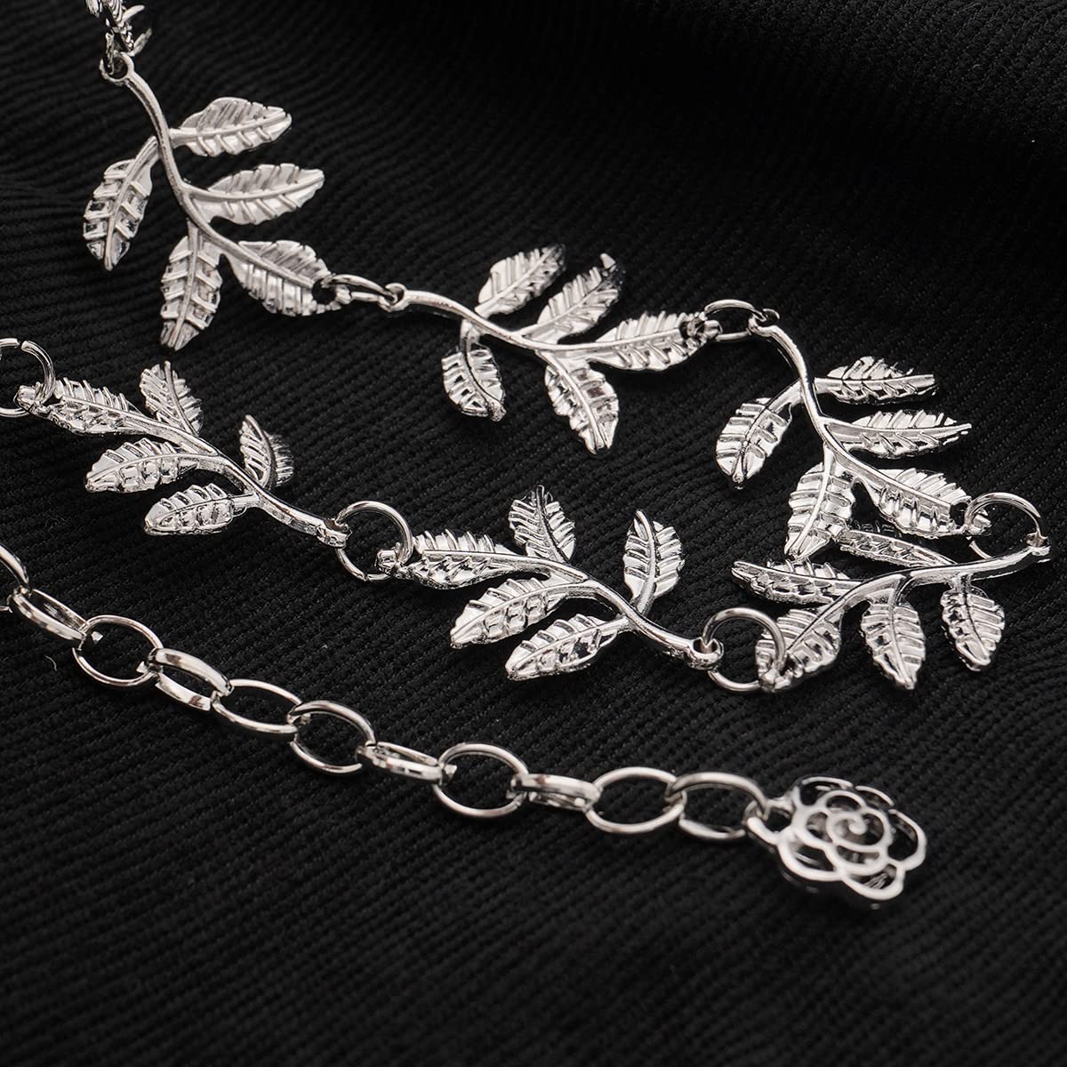 HIQUACC Metal Waist Chain Body Belly Belt Chains Jewelry Accessories for Women: Leaf Silver L: 53.1 in
