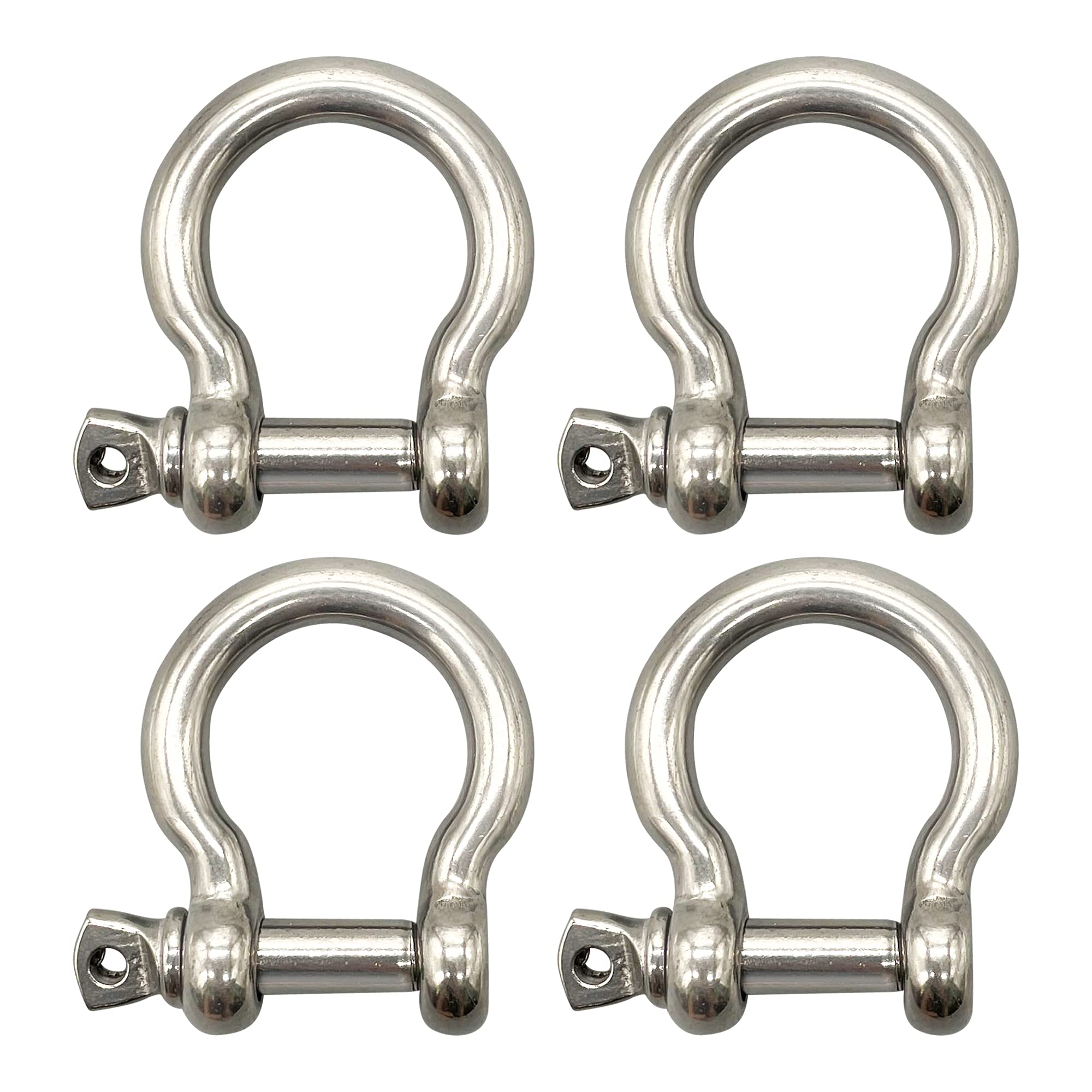 ACY Marine Stainless Shackles -Shackles Pack of 4-316 Stainless Steel Clips Marine Grade - Bow Shackles - Heavy Duty (3/8