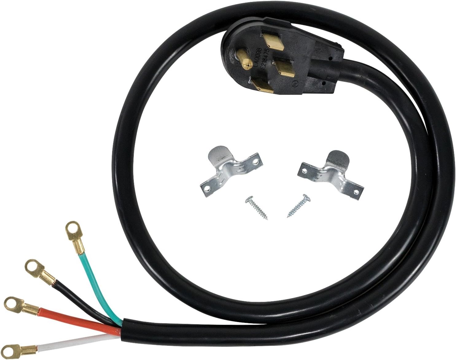 Certified Appliance Accessories 40-Amp Appliance Power Cord, 4 Prong Range Cord, 4 Wires with Eyelet Connectors, 4 Feet, Copper Wire
