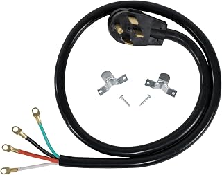 Certified Appliance Accessories 40-Amp Appliance Power Cord, 4 Prong Range Cord, 4 Wires with Eyelet Connectors, 4 Feet, Copper Wire