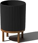 Veradek Demi Series Planter rond avec/Stand pour Porc/Patio , composite en plastique durable & Stand en bois de décoration moderne pour plantes, fleurs
