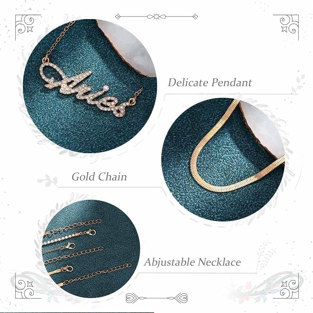 Asooll Layered Necklaces Gold Bohemian Necklace Rhinestone Chain for Women image 4
