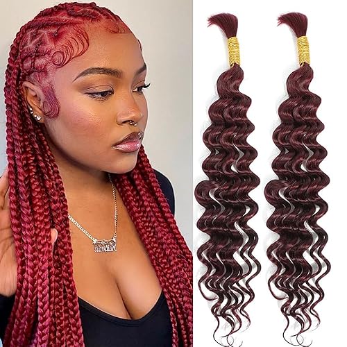 Cabello humano ondulado profundo a granel para trenzar naranja, 100% sin procesar, extensiones de cabello humano virgen brasileño, dos paquetes de