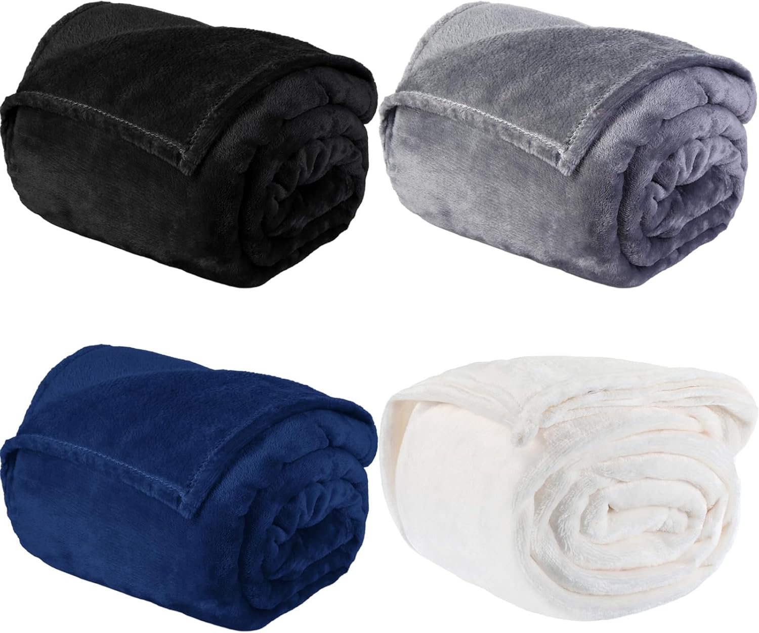 Peryiter 4 Pcs Fleece Throw Blanket Bulk Sofa Blanket Fuzzy Plush Warm Soft and Breathable Lightweight Throw Blankets for Couch for Living Room Bed Travel Couch Sofa(Multi Color,50'' X 70'')