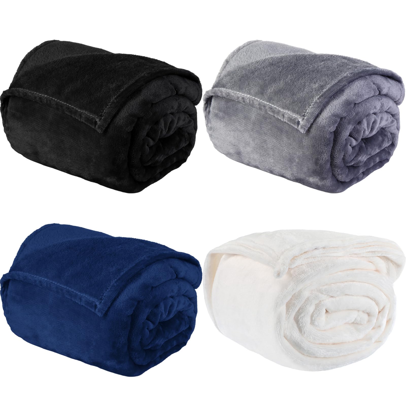 Peryiter 4 Pcs Fleece Throw Blanket Bulk Sofa Blanket Fuzzy Plush Warm Soft and Breathable Lightweight Throw Blankets for Couch for Living Room Bed