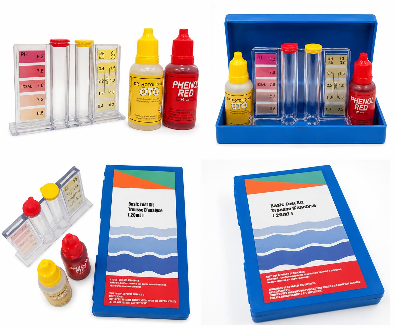 COIL Tester wody do basenu i spa, test kropli pod kątem pH i chloru, OTO i Phenol Red, zestaw z etui 15 x 7,3 cm