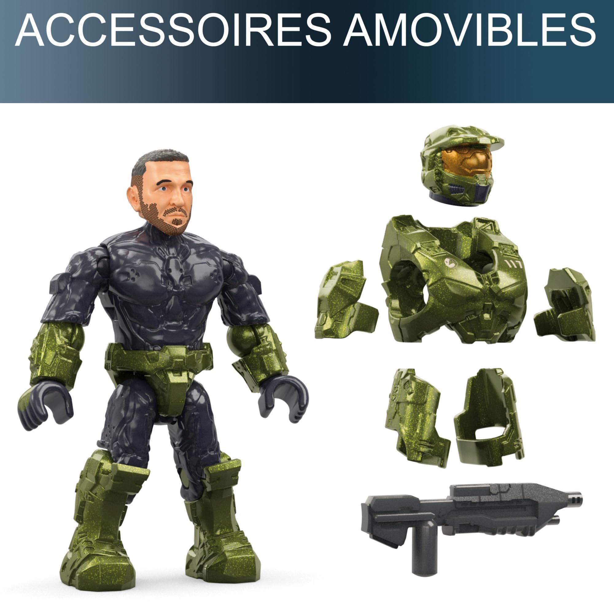 MEGA Halo Warthog FLEETCOM Coffret de construction de quad de 469 pièces avec 5 mini-figurines articulées et accessoires, HNC57