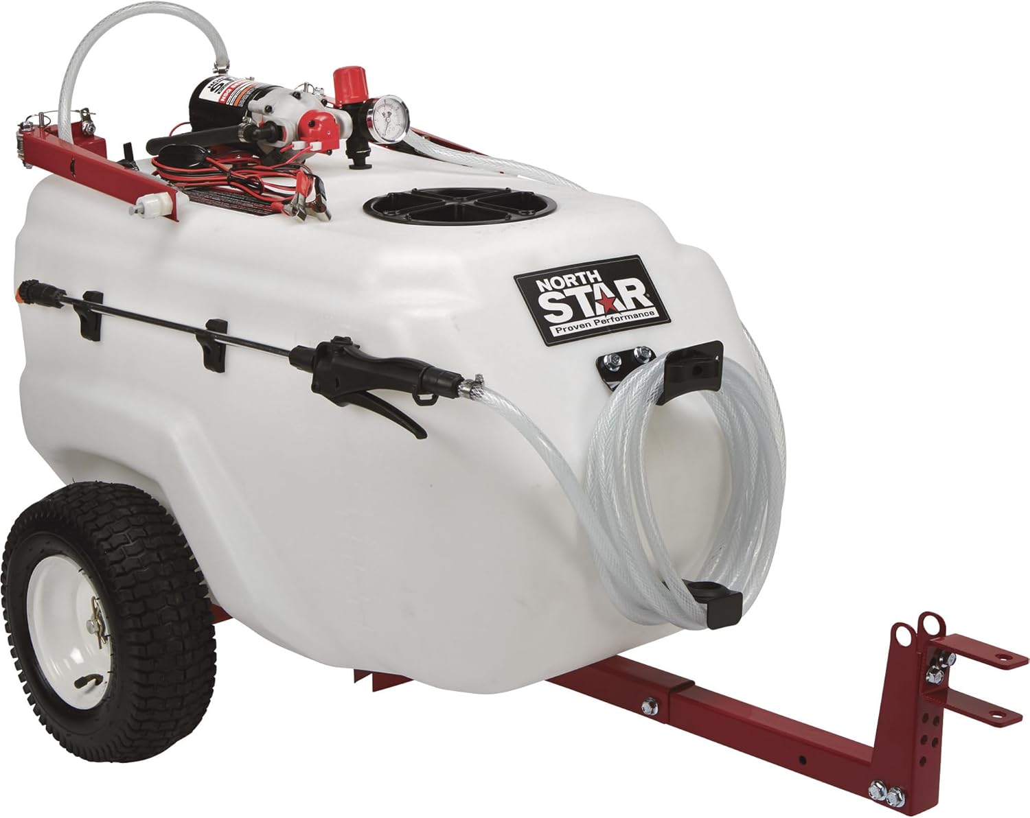 NorthStar Tow-Behind Trailer Boom Broadcast and Spot Sprayer, 31-Gallon Tank, 2.2 GPM, 12V DC, 70 PSI, Spring-Loaded Breakaway Boom, NSQ Series On-Demand Pump, Model 282785