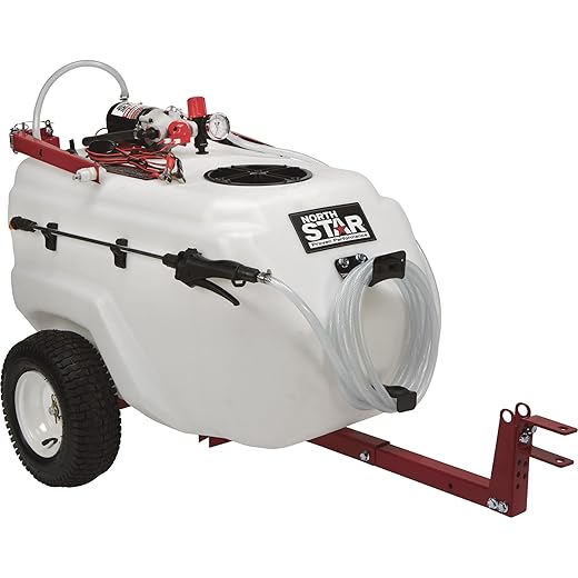 NorthStar Tow-Behind Trailer Boom Broadcast and Spot Sprayer, 31-Gallon Tank, 2.2 GPM, 12V DC, 70 PSI, Spring-Loaded Breakaway Boom, NSQ Series On-Demand Pump, Model 282785