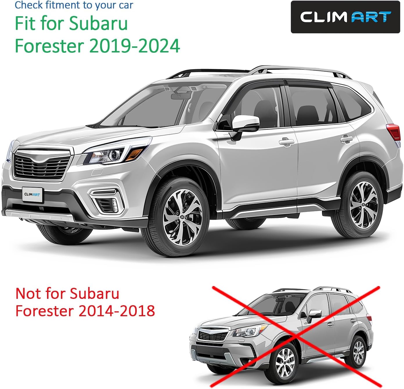 CLIM ART Incredibly Durable Rain Guards for Subaru Forester 2019-2024, Original Tape-on Window Deflectors, Vent Deflector, Window Visors, Car Accessories, 4 pcs. - 419380