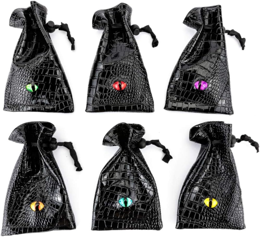 TOYFUL 6 Pack Dice Bags with Eye Design Drawstring Pouch Storage Bag for Game Dices, Coins and Accessories