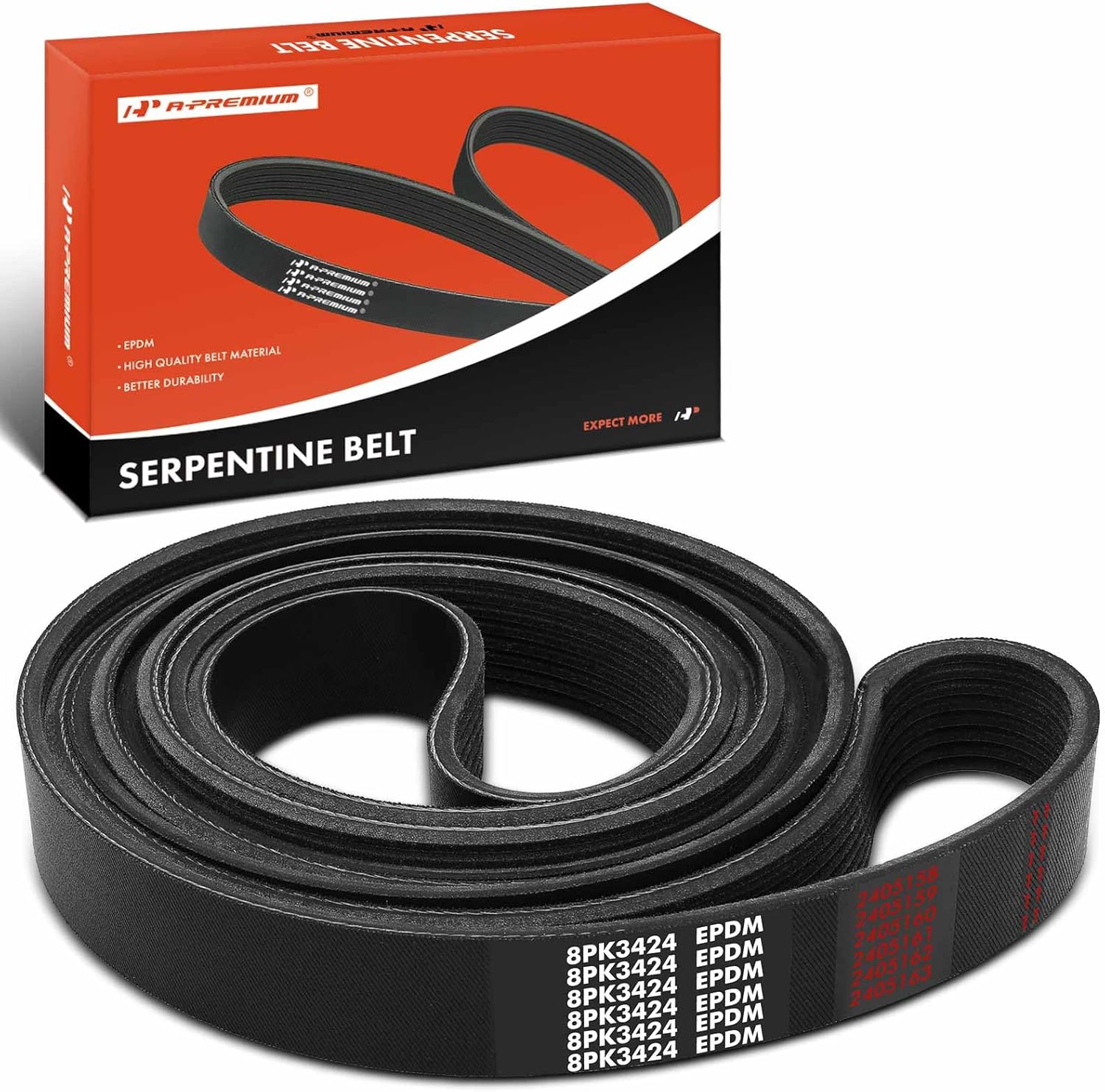 A-Premium Serpentine Belt 134.81 In For Ford F-250 F-350 F-450 F-550 Super Duty, 2012 2013 2014 2015 2016, V8 6.7L