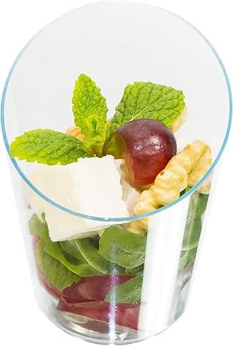Miniatura 6 de Vasos de postre redondos inclinados de corte abierto, 3 onzas, 40 unidades, cucharas incluidas, plástico transparente, mini taza de postre