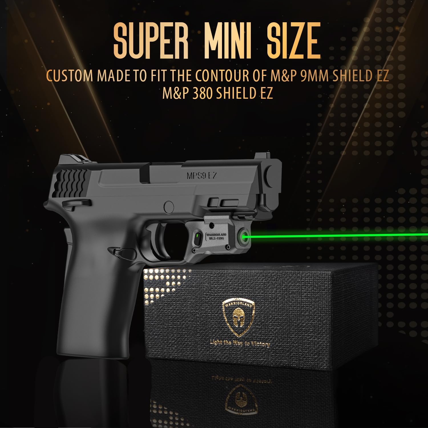 WARRIORLAND Trigger Laser Fits Smith & Wesson M&P 9mm Shield EZ/M&P 380 Shield EZ/M&P Equalizer, First Green Beam Sight with Power Indicator, Compact Laser with Ambidextrous On/Off Switch, WLS-159