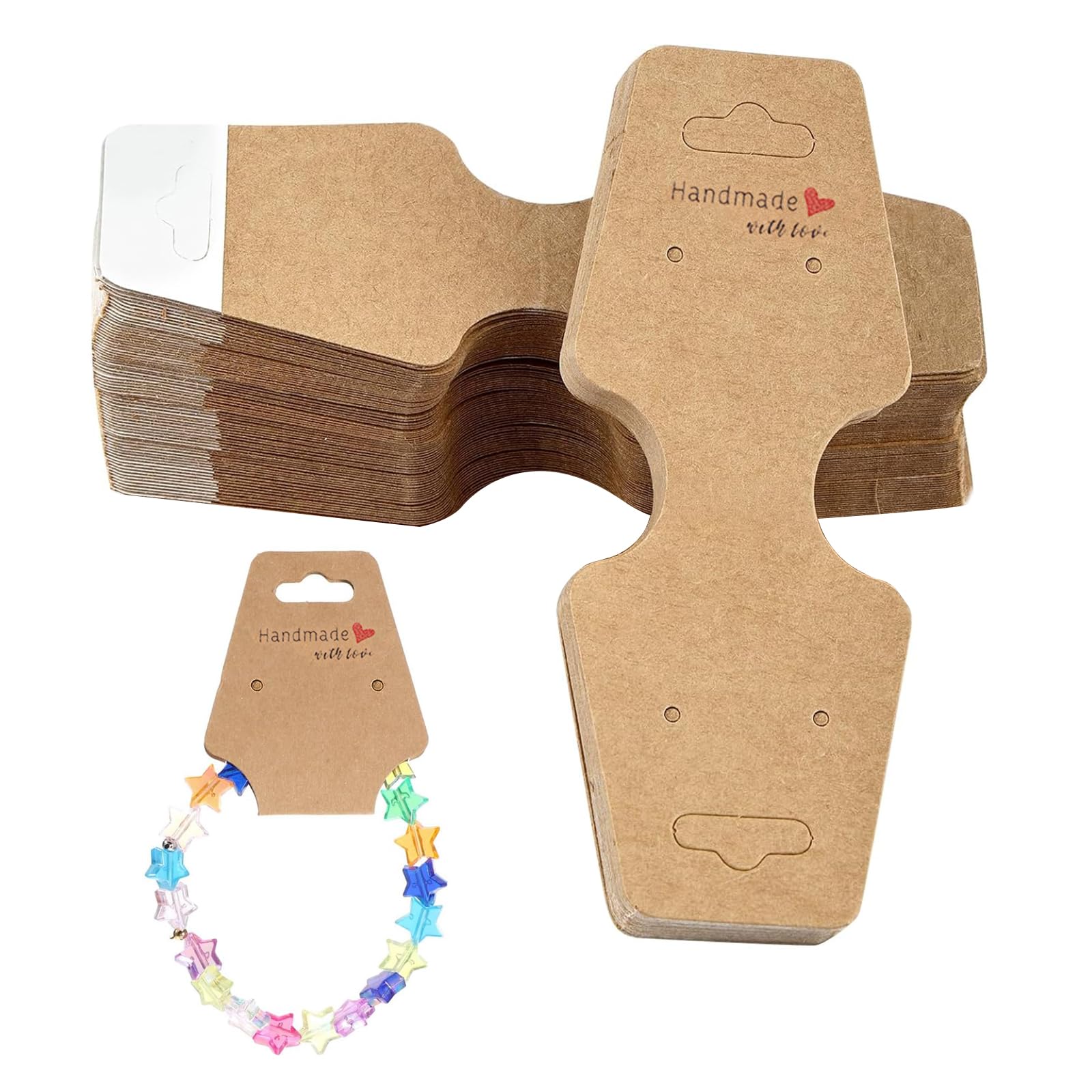 Cerctla Women's Brown 100 Pcs Bracelet Display Cards, Kraft Handmade Blank Cards, Jewellery Earring Display Card, For Displaying Necklace, Bracelet, Earring, Jewellery,