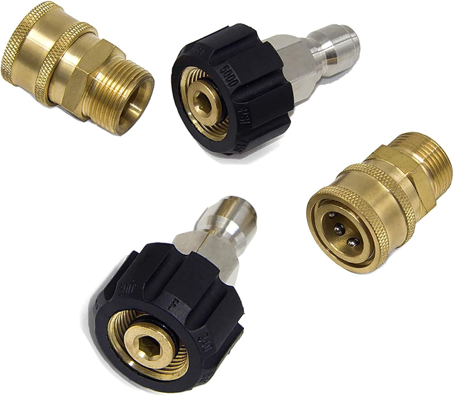 M22 14mm Swivel Fitting + 1/4" Quick Disconnect，Pressure Washer Adapter Set Quick Connect Kit, 2 Set