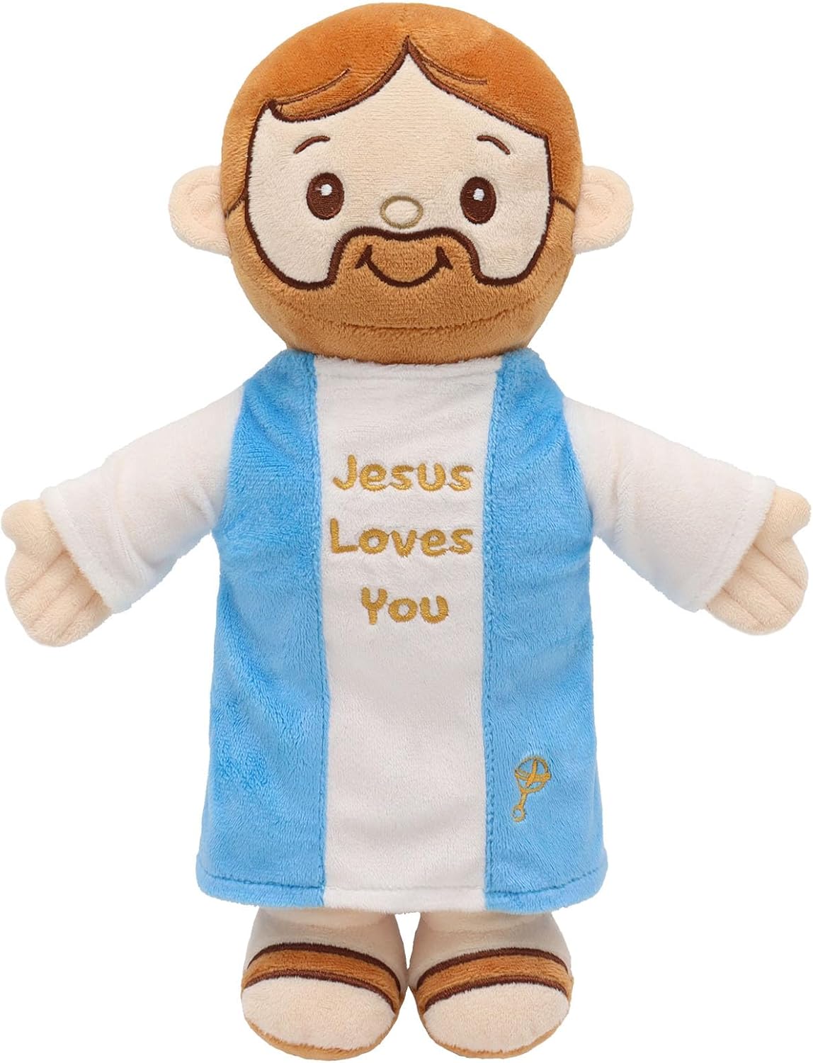 Jesus Plush 11.8" Jesus Stuffed Doll Curly Hair Plushies Toys Christian Stuff Religious Party Favors Gifts Christmas Easter Decoration Brown (Gold with Ringing Bell)