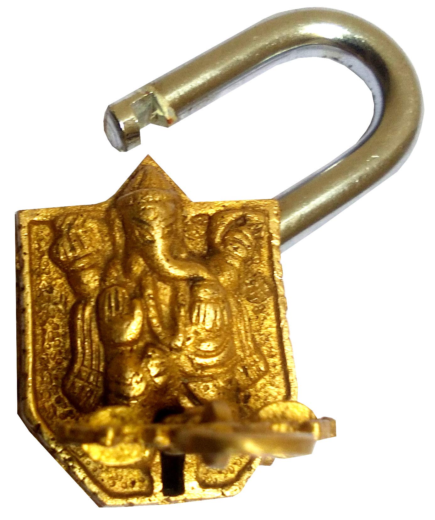 Purpledip Candado de latón Lord Ganesha: diseño vintage pequeño candado de seguridad (11835)
