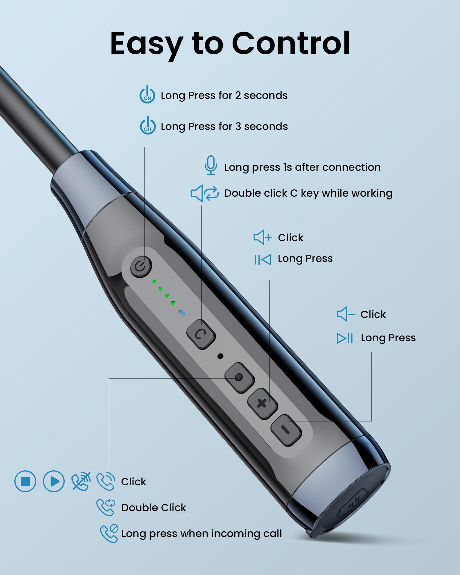 LAMA Słuchawki Bluetooth z pałąkiem na szyję, bezprzewodowe słuchawki IPX5, wodoszczelne, z mikrofonem redukcji szumów, dźwięk stereo HD, sportowe słuchawki douszne z 100 godzinami odtwarzania