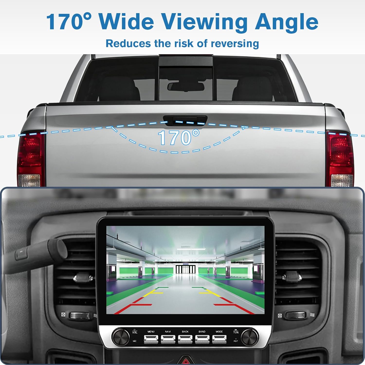 Junsun 1080P Tailgate Handle Backup Camera, IP67 Waterproof Reverse Rear View Camera for Dodge RAM 1500 2009-2017,for RAM 2500 3500 2010-2017 Pickup, w/RCA Connector & Key Hole, Wide Angle Lens