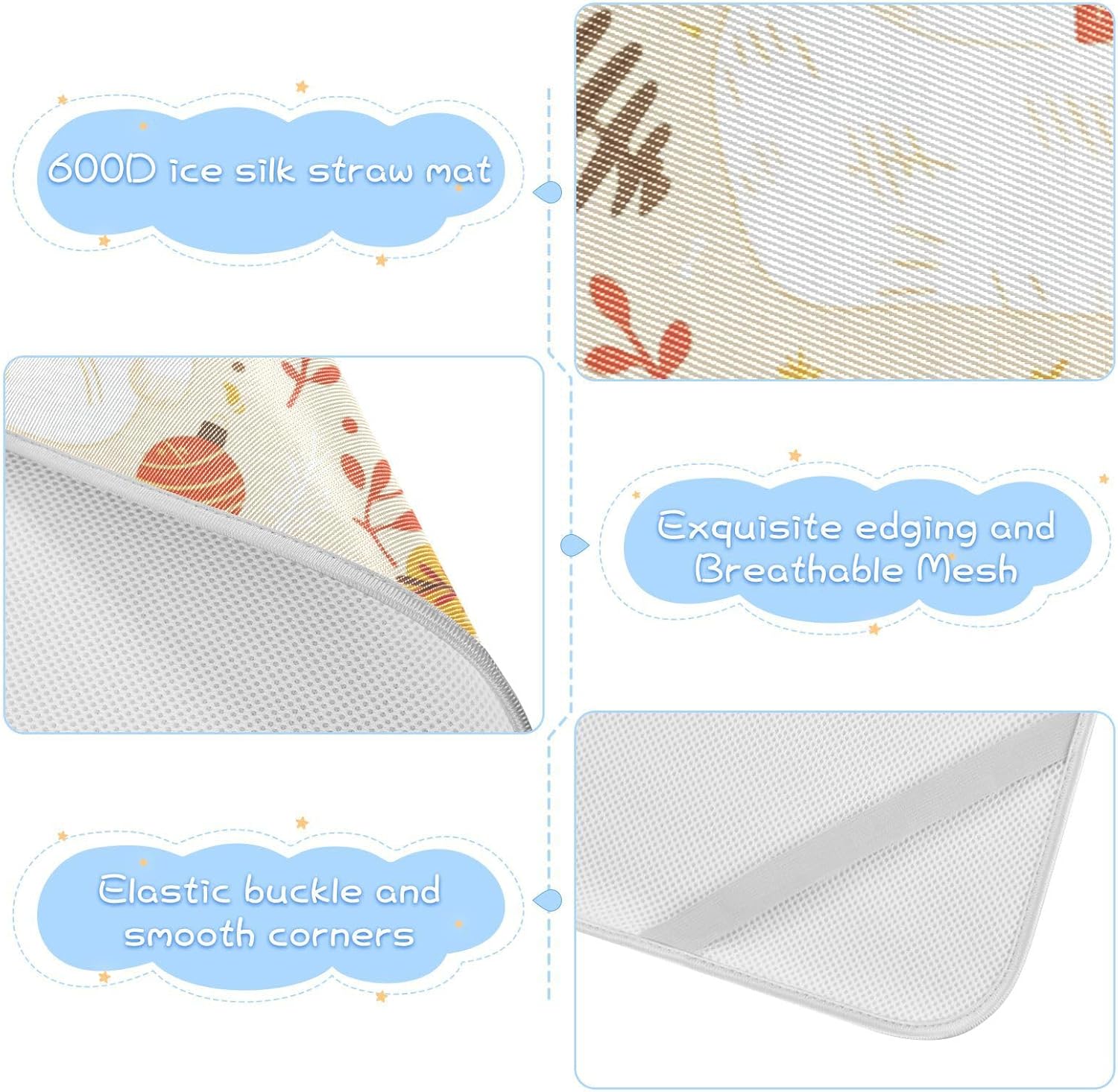 Delicate Cartoon Bear Gold Christmas Cooling Baby Mattress Protector 28" x 52" Ultra Soft Mattress Protector pad for Baby&Toddler