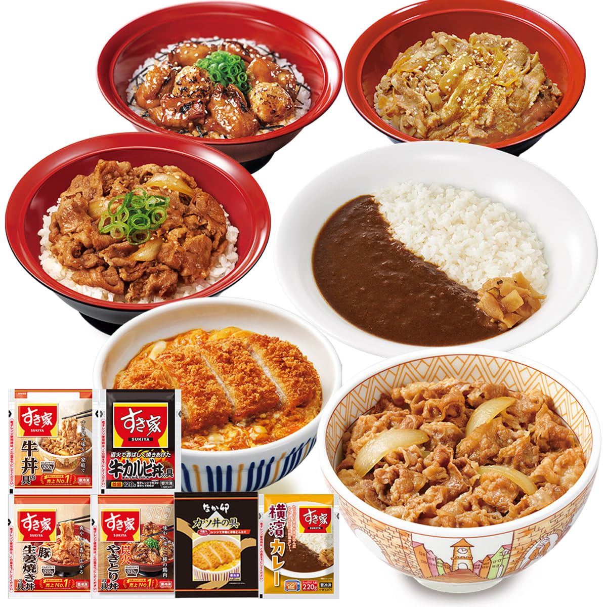 Amazon.co.jp: すき家 なか卯 食べ比べセット6種15食 【牛丼×牛カルビ