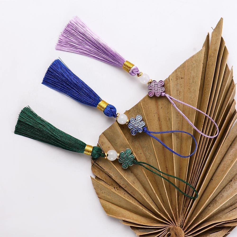 Pokinge 5Pcs Chinese Knot Tassel Pendant Hanging Key Chains Backpack Pendant Chinese Traditions New Year Element DIY Decor Ornaments Accessories
