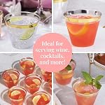 100 gobelets en plastique transparent avec bord doré - Gobelets jetables durs de 9 oz, en vrac pour vin, cocktails ou boissons pour mariages ou fêtes - Verres à vin - Verres à cocktail