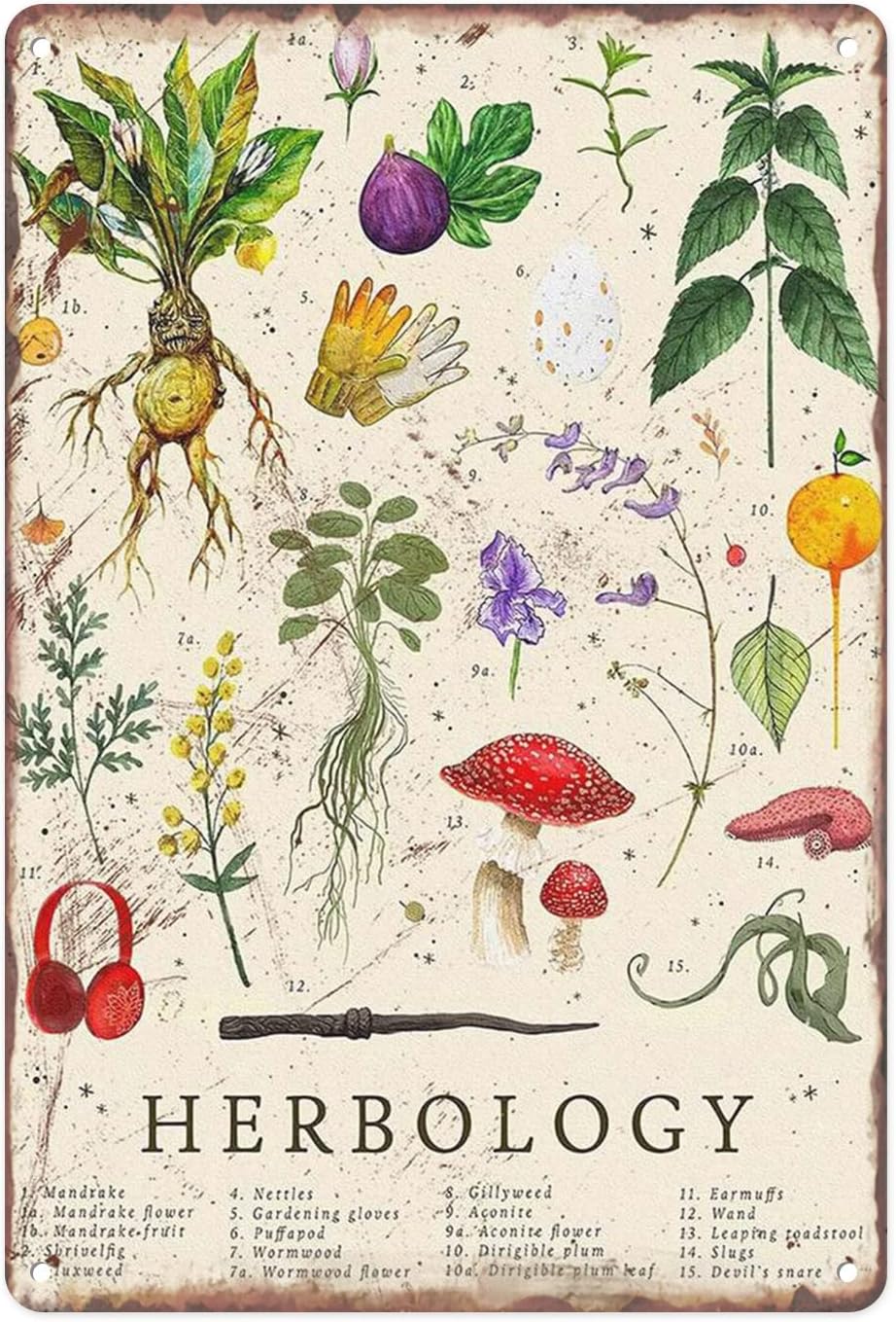 Herbology Plant Vintage Metal Tin Sign Magic Herbology
