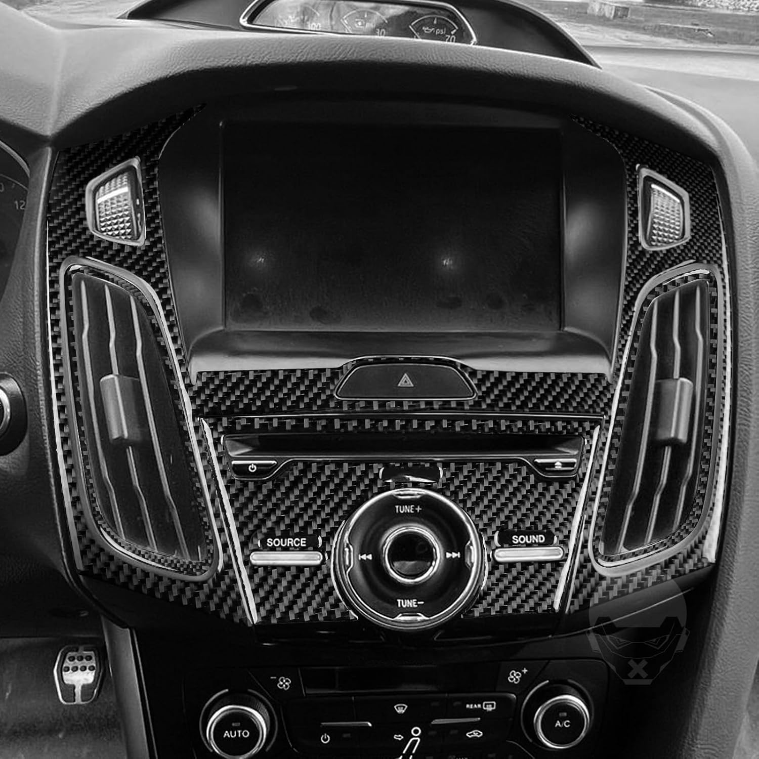 Interior Cover Trim Stickers Real Carbon Fiber Compatible with Ford Focus ST/ECO Boost 2015-2018 2016 2017 Accessories Central Console Radio Panel Type-B (Not for RS)