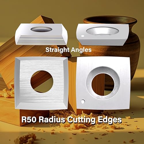 Miniatura 3 de Carburo cuadrado de 0.591 in Insertos Cortadores Cuchillos Cuchillos Cuchillos con Radio 15 × 15 × 0.098 in-R50-30 ° para carpintería