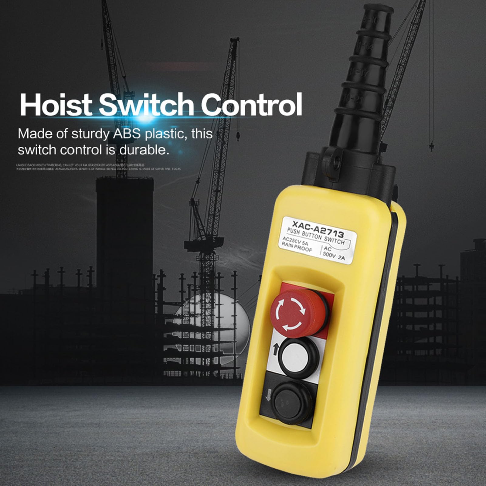 Commande De Palan De Grue 2 Boutons - AC250V 5A / AC500V 2A - Protection IP54 - Neuf Sans Marque