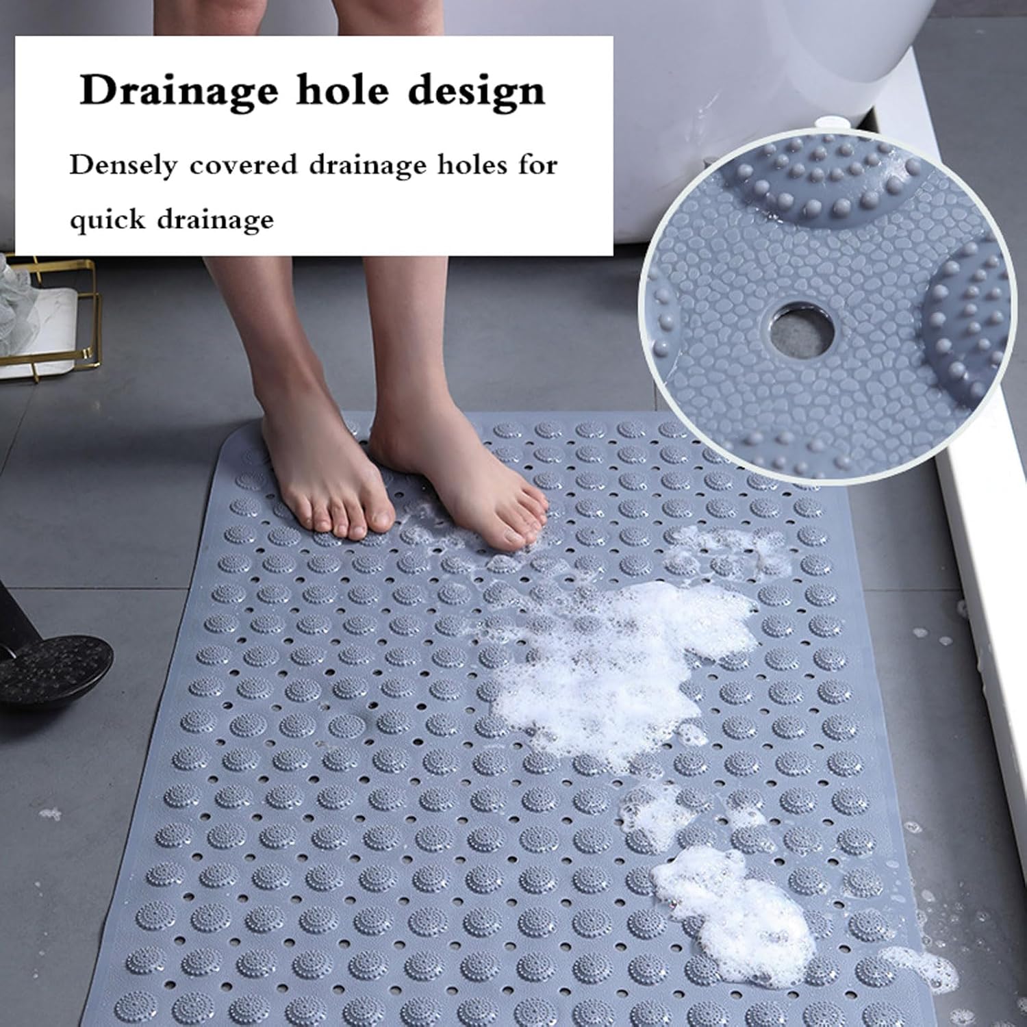 浴室のマット、非スリップのシャワーのマット、浴槽のマット 気泡と吸盤付き、耐久性があり、滑りにくい、スタンドアップシャワーや小さな浴