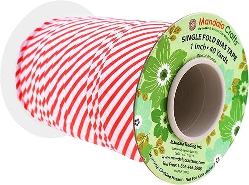 Miniatura 79 de Mandala Crafts Cinta al bies de un solo pliegue de 5/8 pulgadas para coser, acolchar, tuberías, dobladillo, manta y encuadernación de colcha, cinta