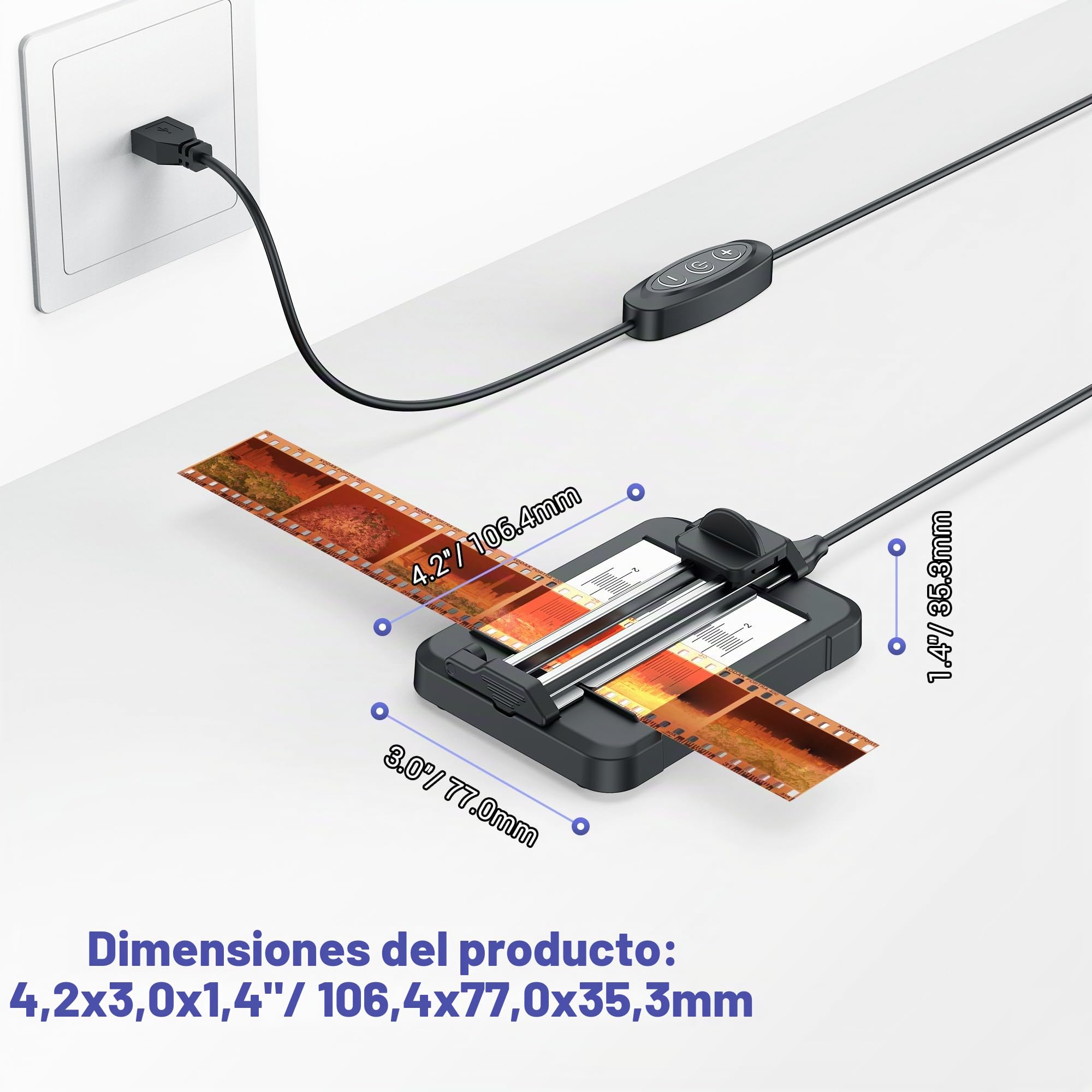 JJC Cortador de película deslizante para 35mm 120 tiras de tamaño, herramienta guía de corte con panel retroiluminado, ajustable 11 niveles de brillo