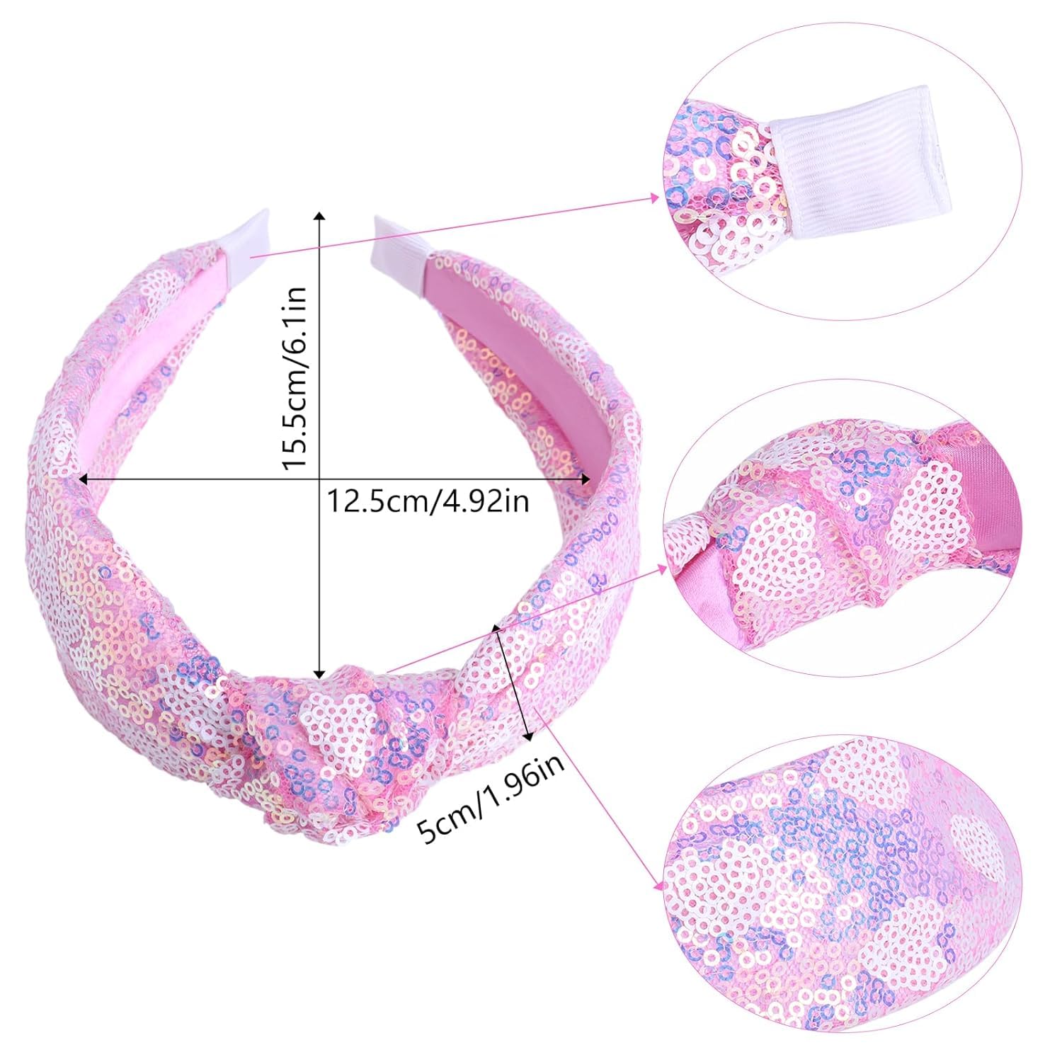 Sequin Headbands, Knotted Headbands, Sparkly Glitter Hair Bands - Cute Hair Accessories for Young Ones, Multicolor - Image 2
