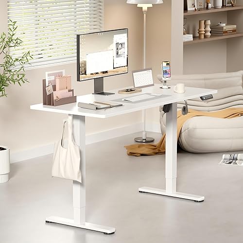 Miniatura 2 de YESHOMY Escritorio eléctrico de pie ajustable en altura, mesa de computadora de 48 pulgadas, estación de trabajo de oficina en casa, patas Pierna