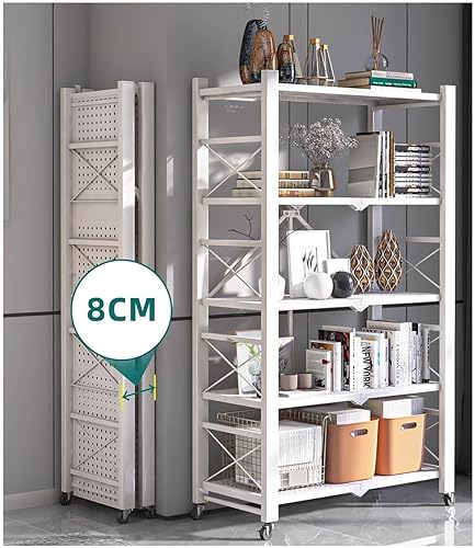 Miniatura 3 de Estantes plegables sin instalación Estantes para el hogar Estantes de múltiples capas Balcón Almacenamiento Exhibición Estante de almacenamiento