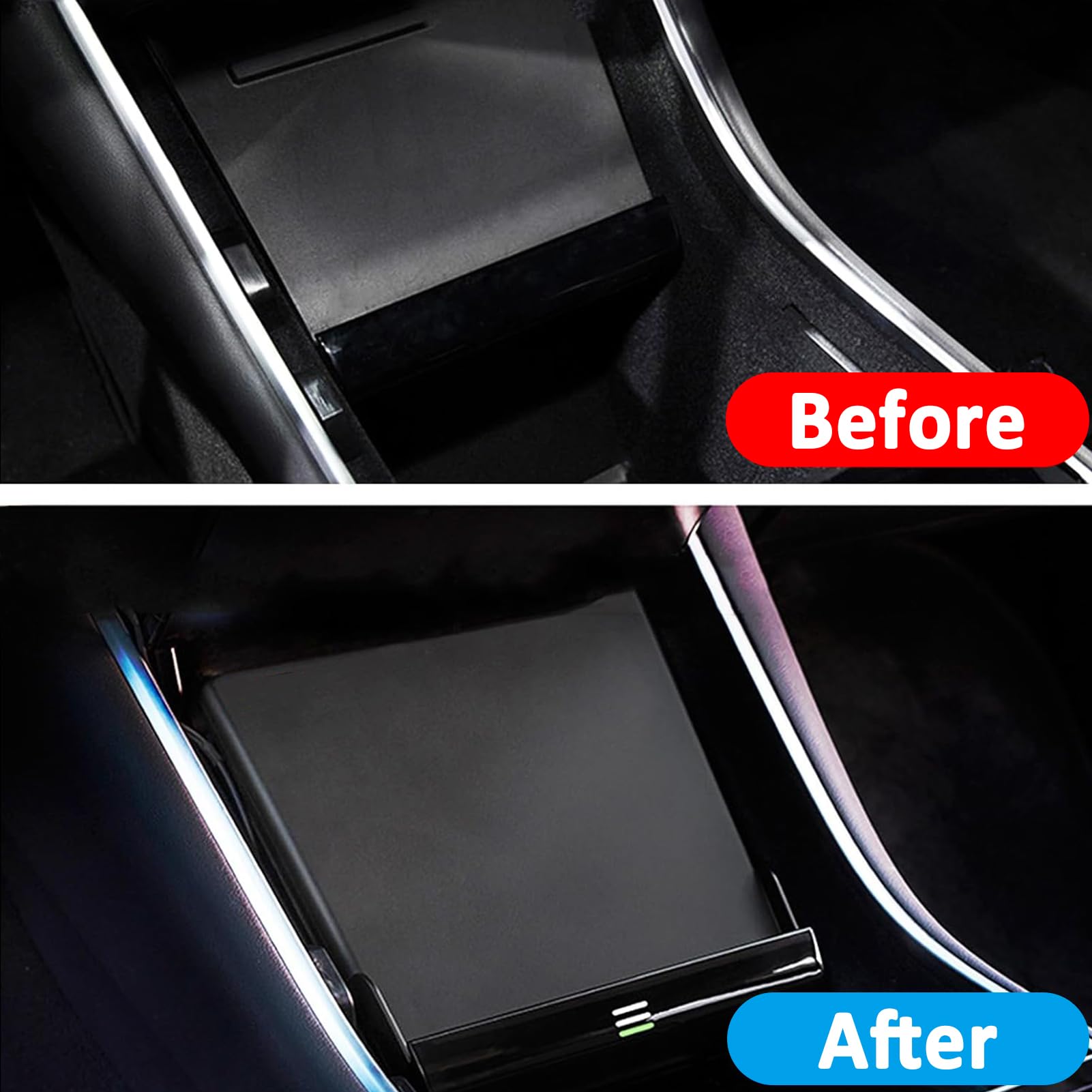 Cargador Inalámbrico Coche para Tesla Model 3 2019 2020,15W Qi Carga Rápida Auto Teléfono Cargador,Cargadores De Móvil por Inducción,Consola Central Cargador Accesorios