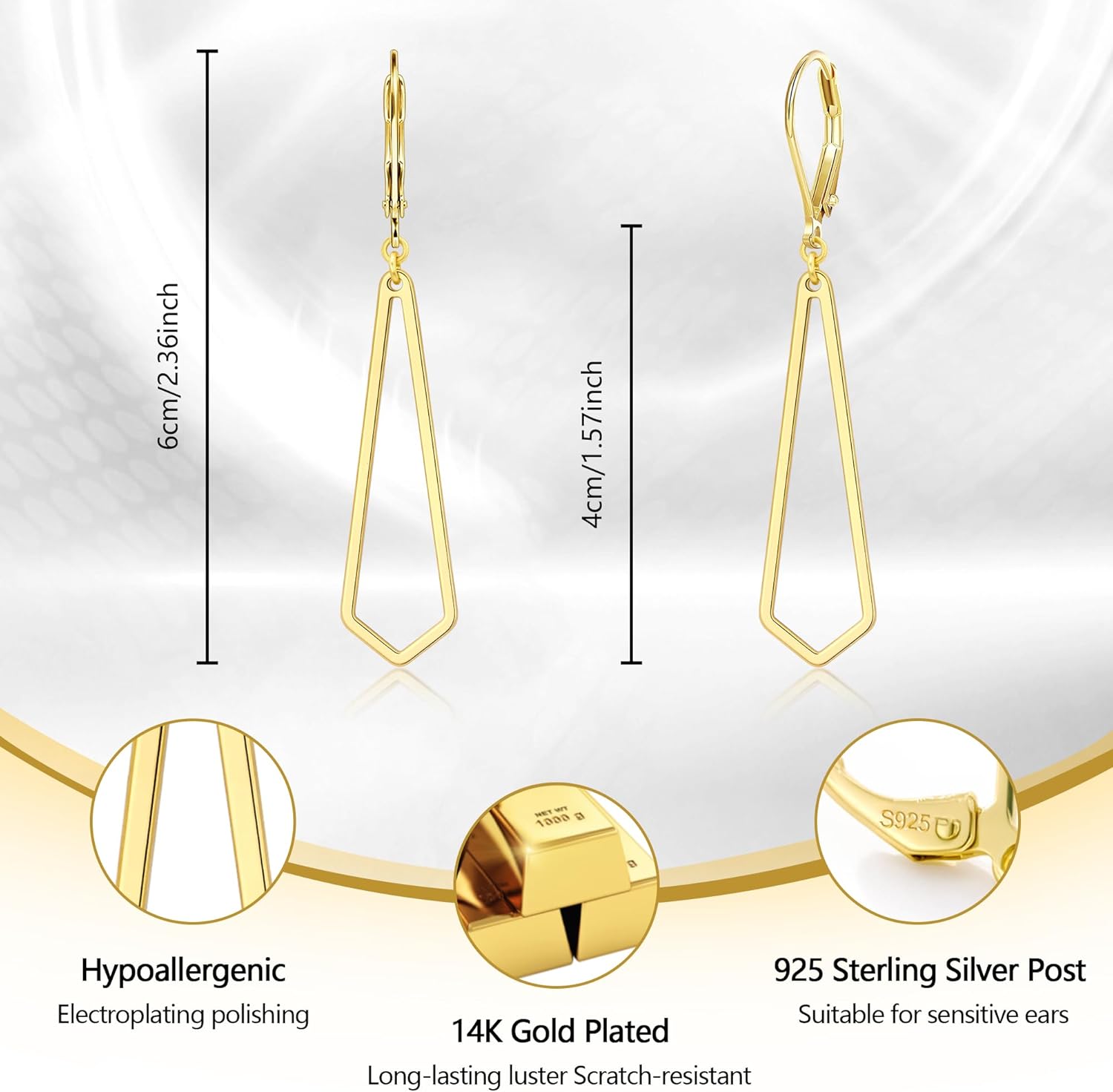 Alexcraft Sterling Silver Geometric Earrings Dangle for Women Hypoallergenic Lightweight Cutout Earrings Jewelry Gift Birthday Homecoming - Image 6