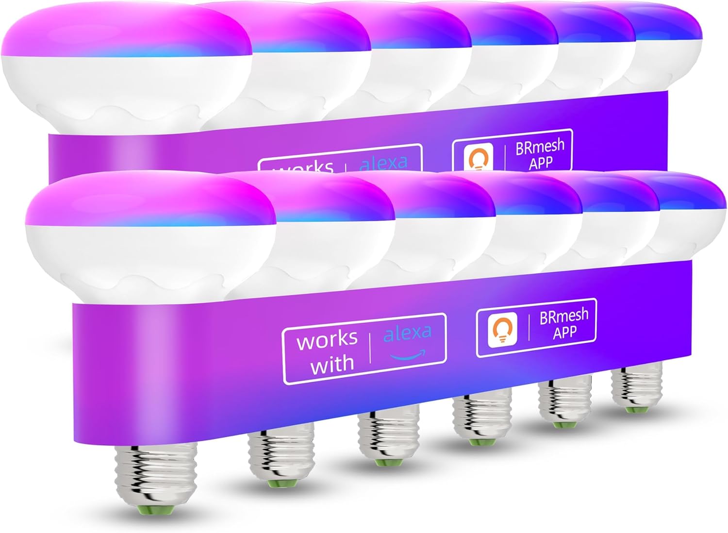 BR30 LED Flood Light Bulbs, Color Changing, APP Control, Timer, for Kitchen Living Room Indoor (12 Packs)