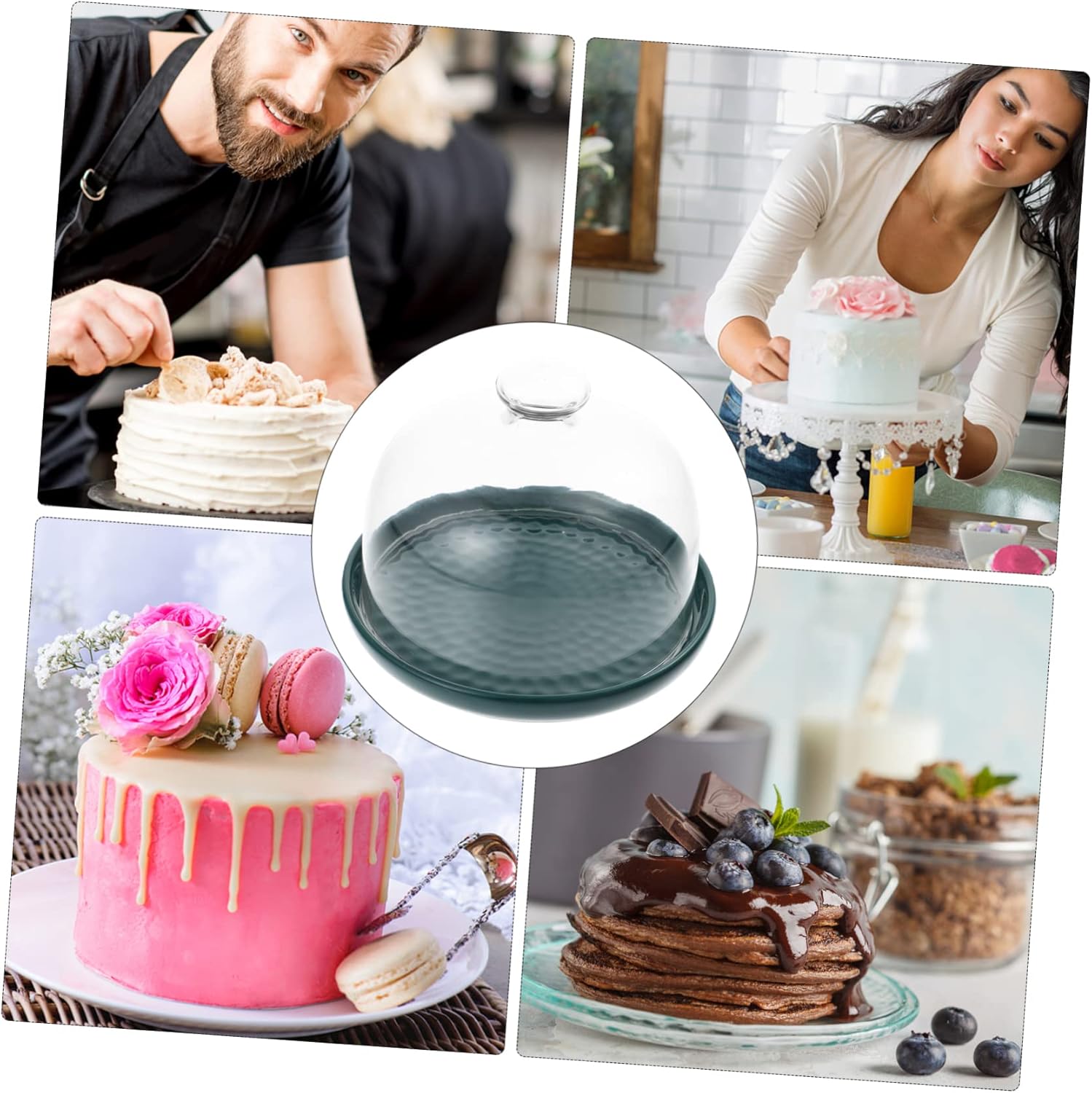 Nordic Luxury Dessert Tray Glass Cover 12-Inch Cake Display Stand for Weddings and Parties Elegant Serving Platter for Pastries and Breads