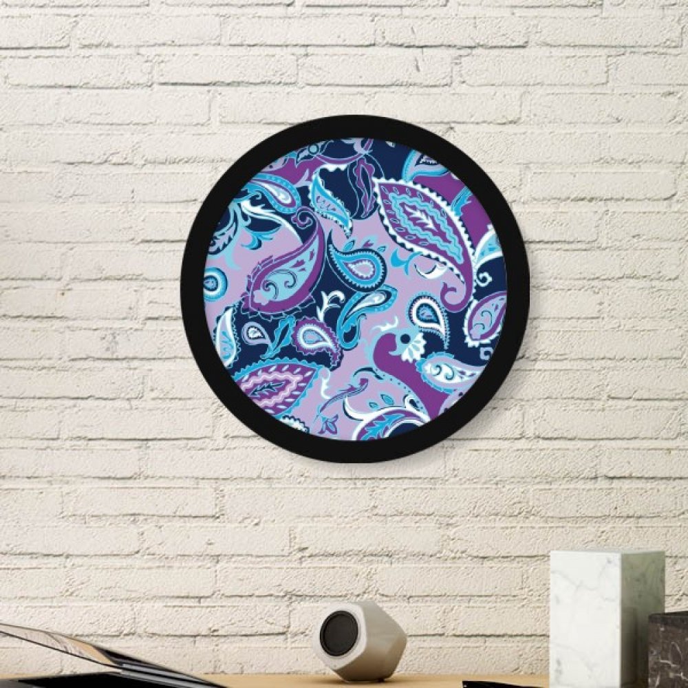 Fleur bleue ligne abstraite cadre noir rond peinture sticker mural salon