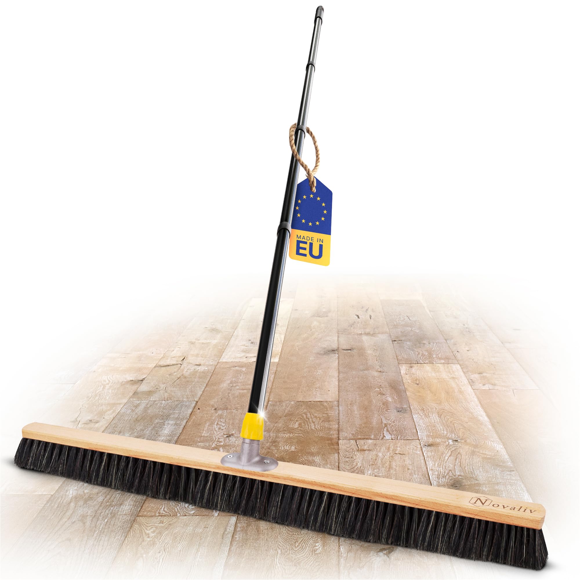 Novaliv Scopa grande, 100 cm, con manico, setole e manico per capelli, ideale come scopa da officina, scopa industriale, scopa per casa, scopa per capelli, scopa grande