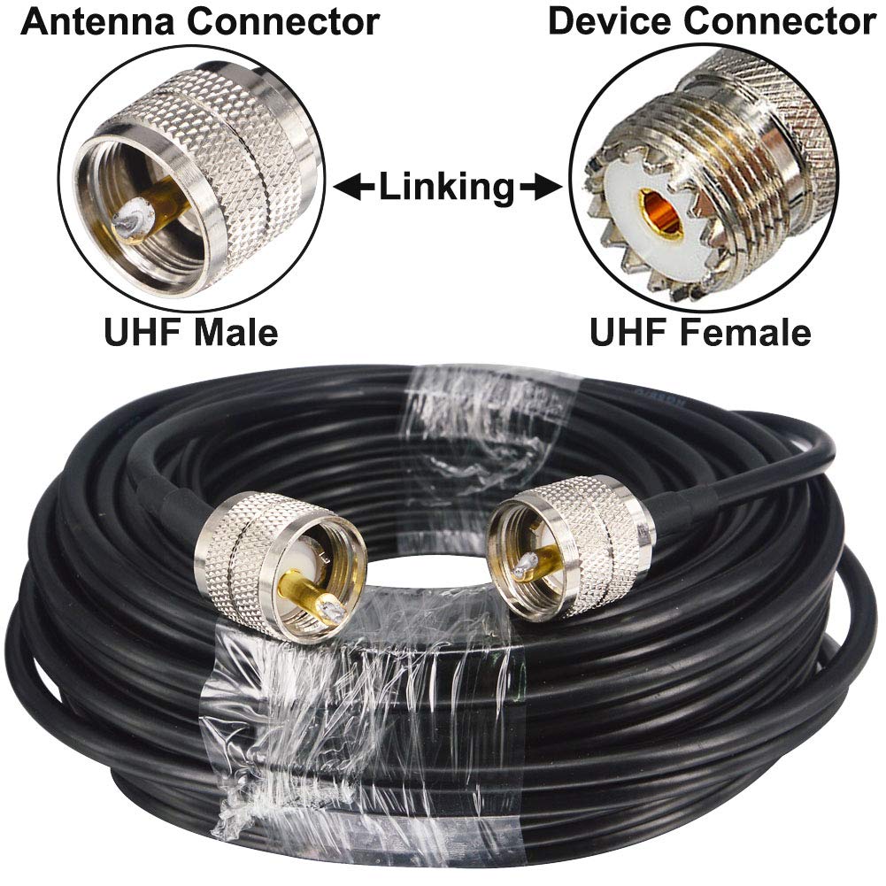 RG58 Câble d'extension coaxial à faible perte 65.6Ft PL259 Connecteur UHF mâle à extension mâle SO239 Câble coaxial RF pour 2G 3G 4G LTE Antenne WiFi Routeur sans fil WLAN Cordon Système de caméra